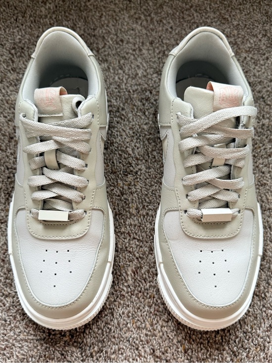 Nike Air Force Shoes - Women’s Casual Low-Top Sneakers in Light Sage and Light Pink